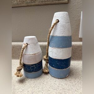 Nautical Blue and White Decorative Buoy Set - beach, ocean, boat home decor